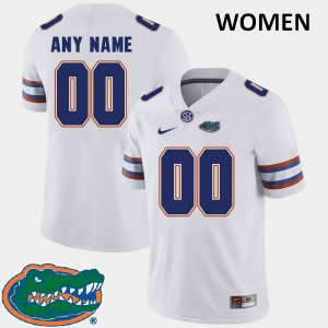Women's Florida Gators #00 Customize NCAA Nike White 2018 SEC Authentic Stitched College Football Jersey PHD7362EP